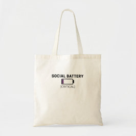 Minimalistische Social Battery Low Typografie Tragetasche