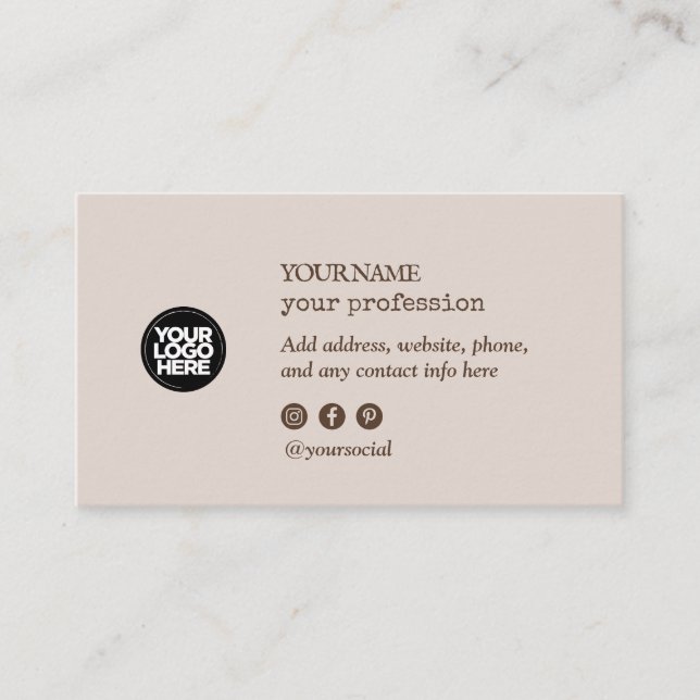 Minimalistische Social Media-Symbole für benutzerd Visitenkarte (Vorderseite)