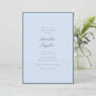 Minimalistische Soft-Blue-Script-Klassiker-Brautpa Einladung
