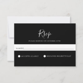 Minimalistische Solid Black Wedding RSVP-Karte RSVP Karte