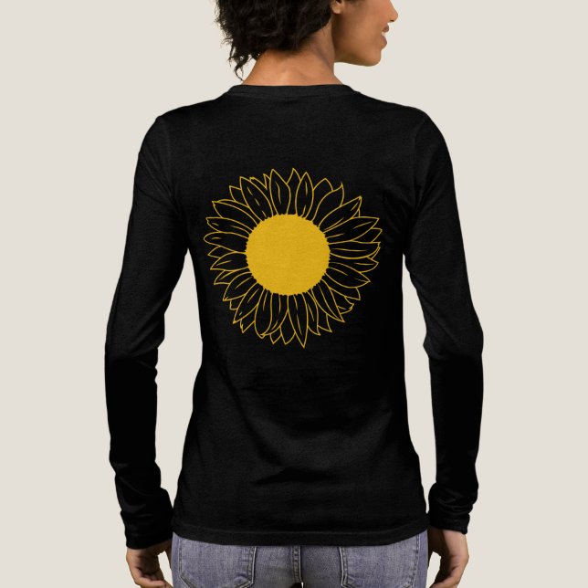Minimalistische Sonnenblume Botanische Kunst Tri-Blend Shirt (Rückseite)
