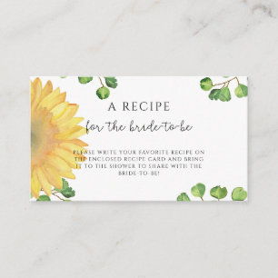 Minimalistische Sonnenblume Rezept für die Braut Begleitkarte