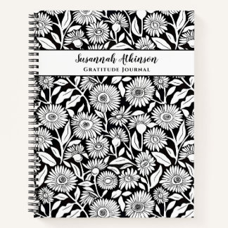 Minimalistische Sonnenblume Schwarz und Weiß Notizbuch