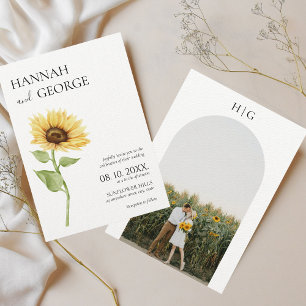 Minimalistische Sonnenblumen-Foto-Hochzeit Einladung