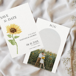Minimalistische Sonnenblumen-Foto-Hochzeit Save The Date