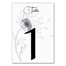 Minimalistische Sonnenblumen-Hochzeitstischnummern Tischnummer