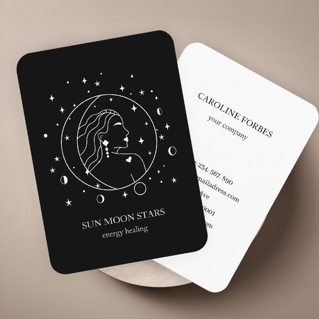 Minimalistische Sonnenmond-Sternenkarte Visitenkarte (Minimalistic sun moon star Business card)