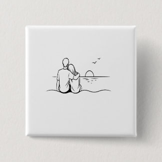 Minimalistische Sonnenuntergangs-Moment-Linienkuns Button