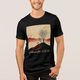 Minimalistische Sonnenuntergangslandschaft Baum-Si Tri-Blend Shirt