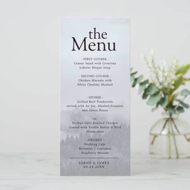 Minimalistische Speisekarte für das Abendessen im  Menükarte (Stehend Vorderseite)