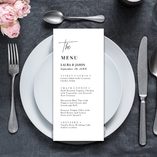 Minimalistische Speisekarte für  Hochzeiten in Sch Menükarte (Von Creator hochgeladen)