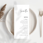 Minimalistische Speisekarte mit Gastname Einladung<br><div class="desc">Minimalistische Hochzeitmenü-Karte mit Gastname. Verfügbar in digitaler Form und gedruckt. Eine großartige Alternative zu Platzkarten beim Hochzeitsessen oder beim Probe-Dinner mit dem Namen Ihres Gastes auf der Speisekarte. Dieses vollständig anpassbare, moderne Design ist einfach zu personalisieren mit Ihrem Gast-Namen und Menüdetails. Sie können auch Text und Hintergrundfarbe ändern, um Ihre...</div>