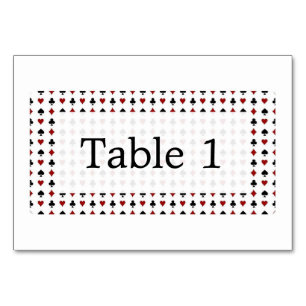 Minimalistische Spielkartensymbole in Rot, Weiß un Tischnummer