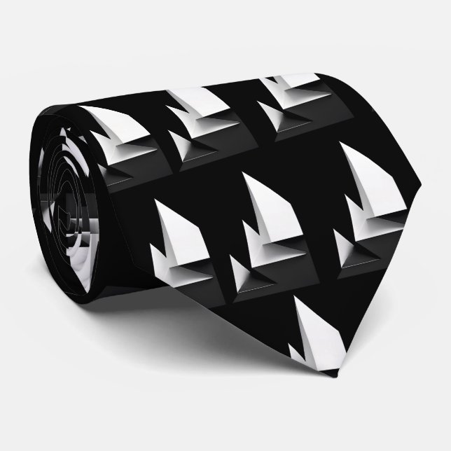 Minimalistische Spitze aus Schwarz und Weiß Geomet Krawatte (Gerollt)