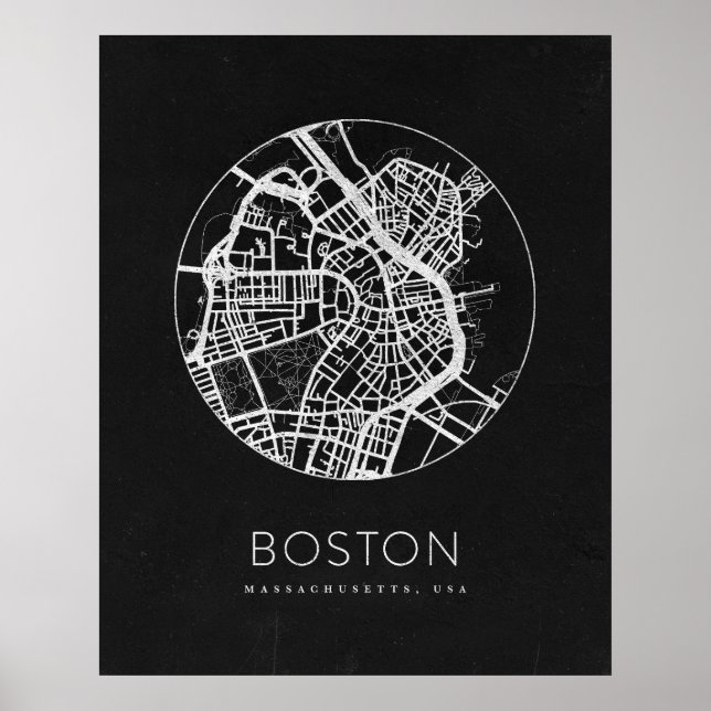 Minimalistische Stadtkarte von Boston Poster (Vorne)