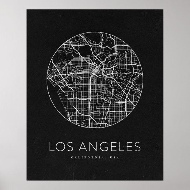 Minimalistische Stadtkarte von Los Angeles Poster (Vorne)