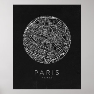 Minimalistische Stadtkarte von Paris Poster