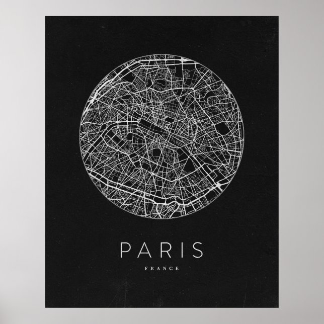 Minimalistische Stadtkarte von Paris Poster (Vorne)
