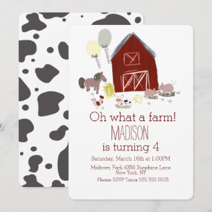 Minimalistische Stalltiere Farm Birthday Pferde Ku Einladung