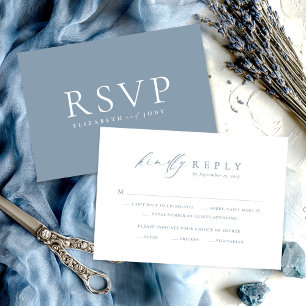 Minimalistische Staubblaue Hochzeits-RSVP-Karte RSVP Karte