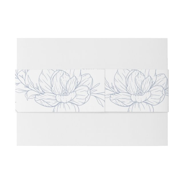 Minimalistische staubblaue Magnolia Einladungsbanderole (Rückseitenbeispiel)