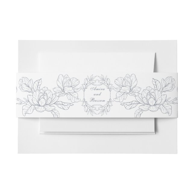 Minimalistische staubblaue Magnolia Einladungsbanderole (Vorderseite Beispiel)