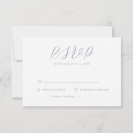 Minimalistische staubblaue und weiße einfache Hoch RSVP Karte