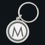 Minimalistische Stilftige Monogram Initial Gray Schlüsselanhänger<br><div class="desc">Modernes minimalistisches Design zeichnet sich durch ein stilvolles Monogramm aus,  das zunächst grau und weiß ist.</div>