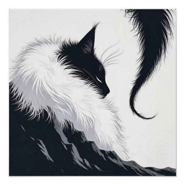 Minimalistische Stille Katze Poster (Vorderseite)