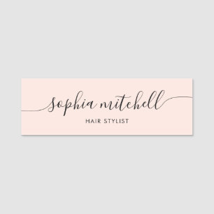 Minimalistische Stilschrift Blush Pink Name Tag Namensschild