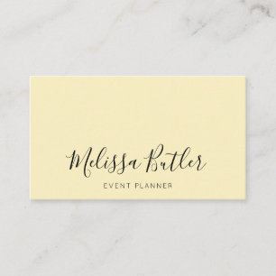 Minimalistische stilvolle Kalligraphie-Pastellgelb Visitenkarte