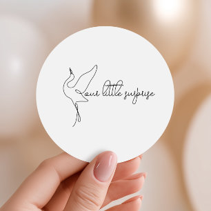Minimalistische Storch Neutrale Babyparty Runder Aufkleber