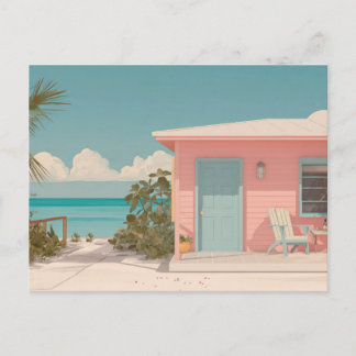 Minimalistische Strandhütte Küstenkunst Postkarte