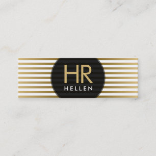 Minimalistische Streifen aus Weiß und Gold Mini Visitenkarte