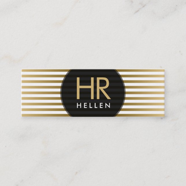 Minimalistische Streifen aus Weiß und Gold Mini Visitenkarte (Vorderseite)