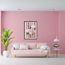 Minimalistische Streifen Blume Modernes Poster