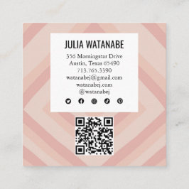 Minimalistische Streifen QR Social Media Quadratische Visitenkarte