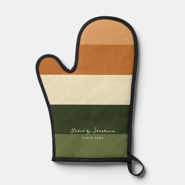 Minimalistische Streifensignatur Ofenhandschuh (Vorderseite)