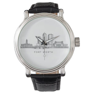 Minimalistische Strichzeichnung der Skyline von Fo Armbanduhr