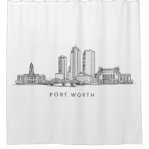 Minimalistische Strichzeichnung der Skyline von Fo Duschvorhang