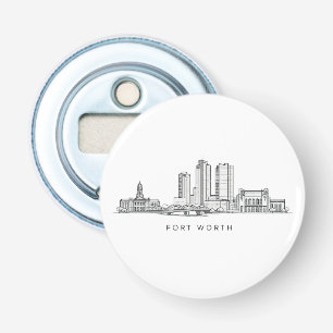 Minimalistische Strichzeichnung der Skyline von Fo Flaschenöffner