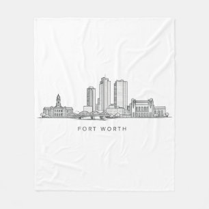 Minimalistische Strichzeichnung der Skyline von Fo Fleecedecke