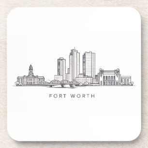 Minimalistische Strichzeichnung der Skyline von Fo Getränkeuntersetzer