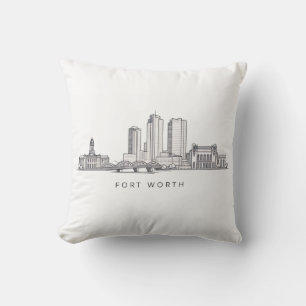 Minimalistische Strichzeichnung der Skyline von Fo Kissen