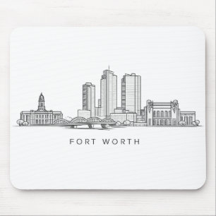 Minimalistische Strichzeichnung der Skyline von Fo Mousepad