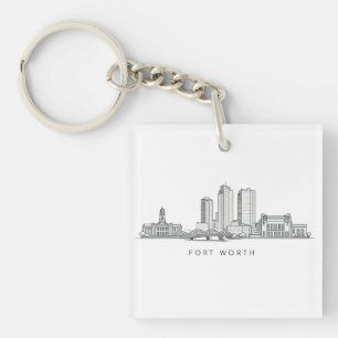 Minimalistische Strichzeichnung der Skyline von Fo Schlüsselanhänger