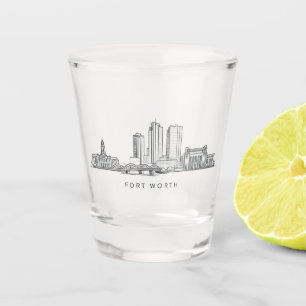 Minimalistische Strichzeichnung der Skyline von Fo Schnapsglas