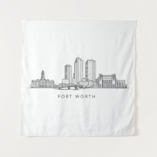 Minimalistische Strichzeichnung der Skyline von Fo Wandteppich