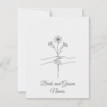 Minimalistische Strichzeichnung Hände halten Blume