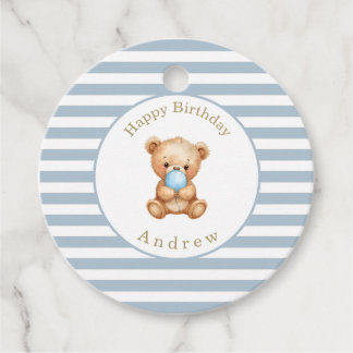 Minimalistische Stripes Teddy Bear Gefälligkeitsta Geschenkanhänger